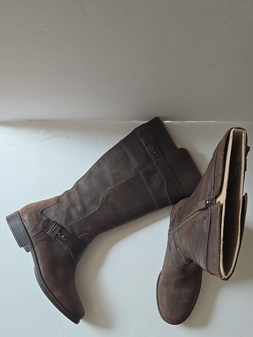 UGG Tall Dark Brown Full Zip Dayle Riding Boots Women's 10 LIKE NEW